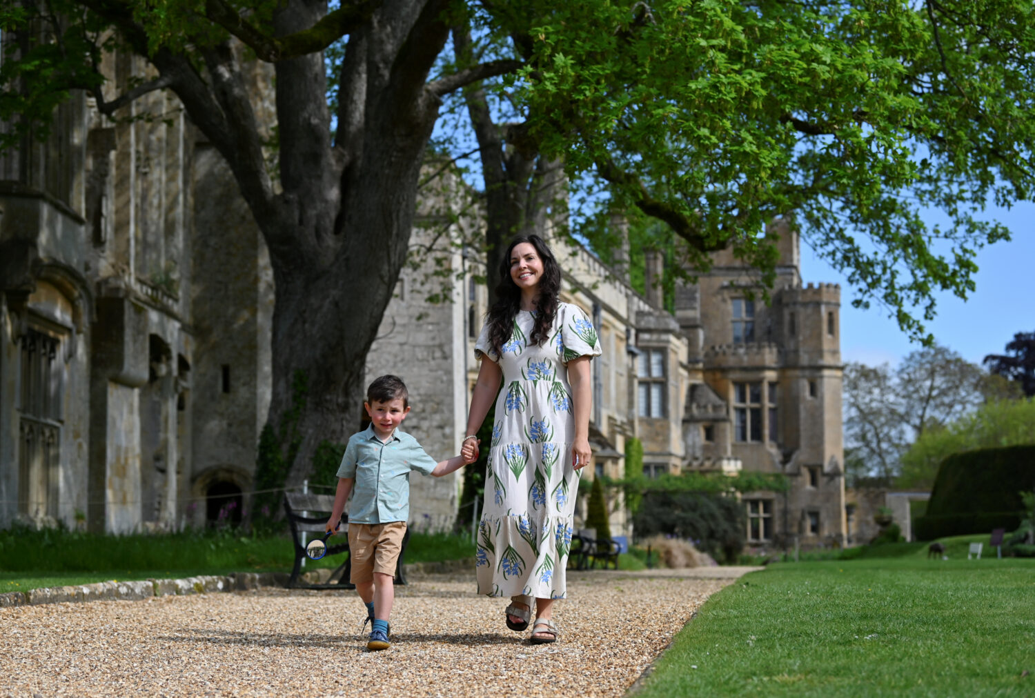 Mother and son enjoying Sudeley Castle & Gardens