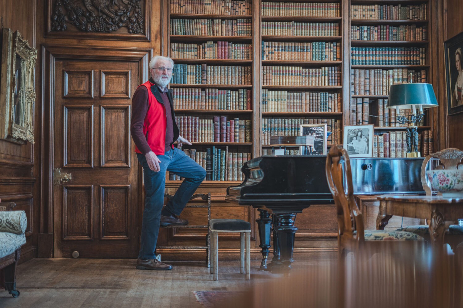 Archivist Derek Maddock in Sudeley's library