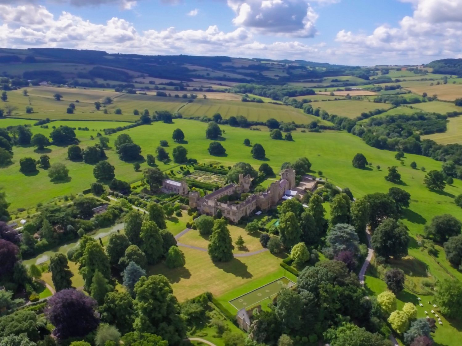 Drone shot of Sudeley Castle