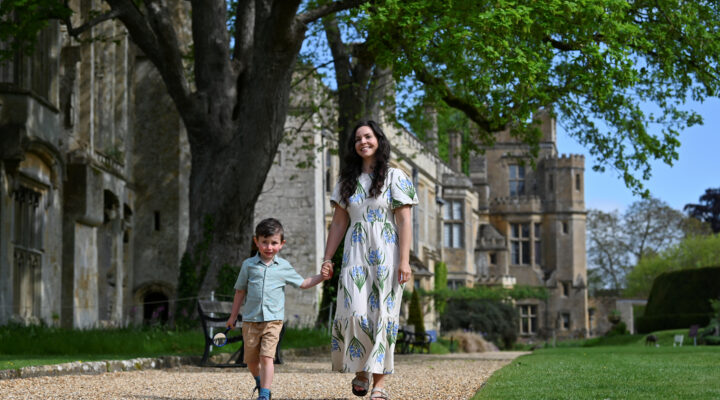 Family in the Queens' Garden at Sudeley Castle & Gardens